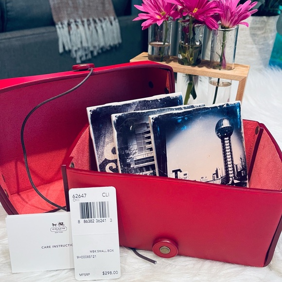 Coach Bleeker Chili Red Leather Decorative Box F62647 - NWT! - Picture 1 of 9